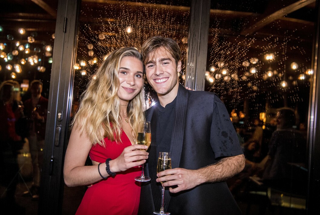 Benjamin Ingrosso med ex-flickvännen Linnea Widmark, Efterfest för Benjamin Ingrosso som tog en sjunde plats i Eurovision Song Contest Lisabon, Portugal 2018.
