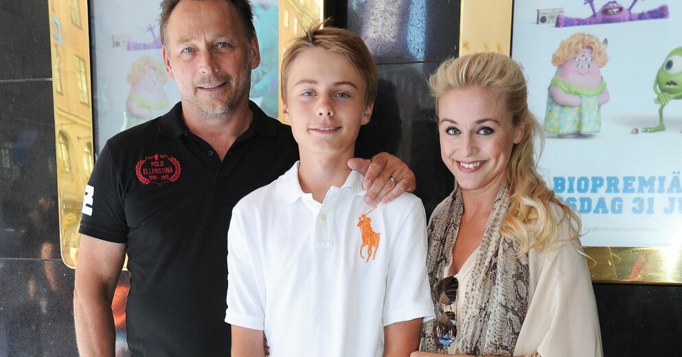 Johanna Lind Bagge tillsammans med sonen Daniel och exet Djon Claussen.