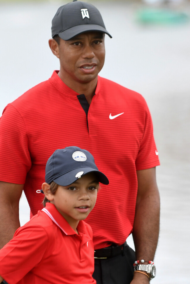 Tiger Woods och sonen Charlie.
