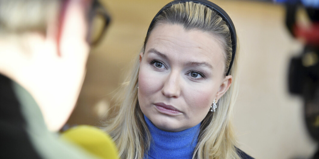 <strong>Ebba Busch menar att en gräns passerats efter bilden av Strandhälls hus.</strong> Ebba Busch, partiledare för Kristdemokraterna.