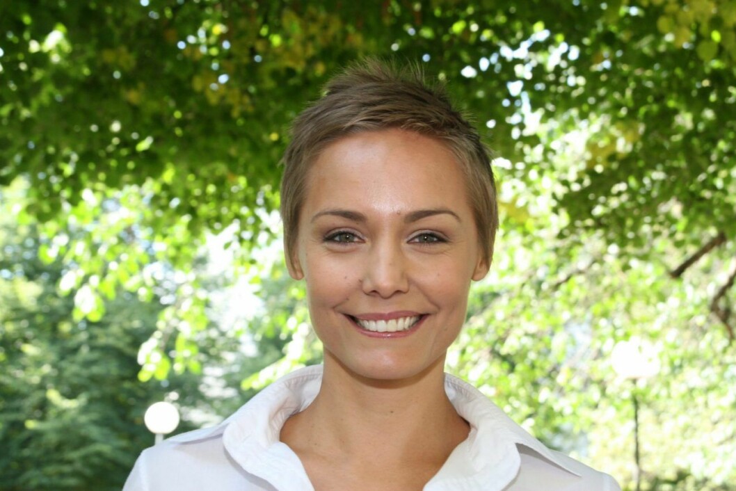 Kort frisyr när Carina Berg var på pressträff för TV4 2008. Foto: Lizzie Larsson/TT