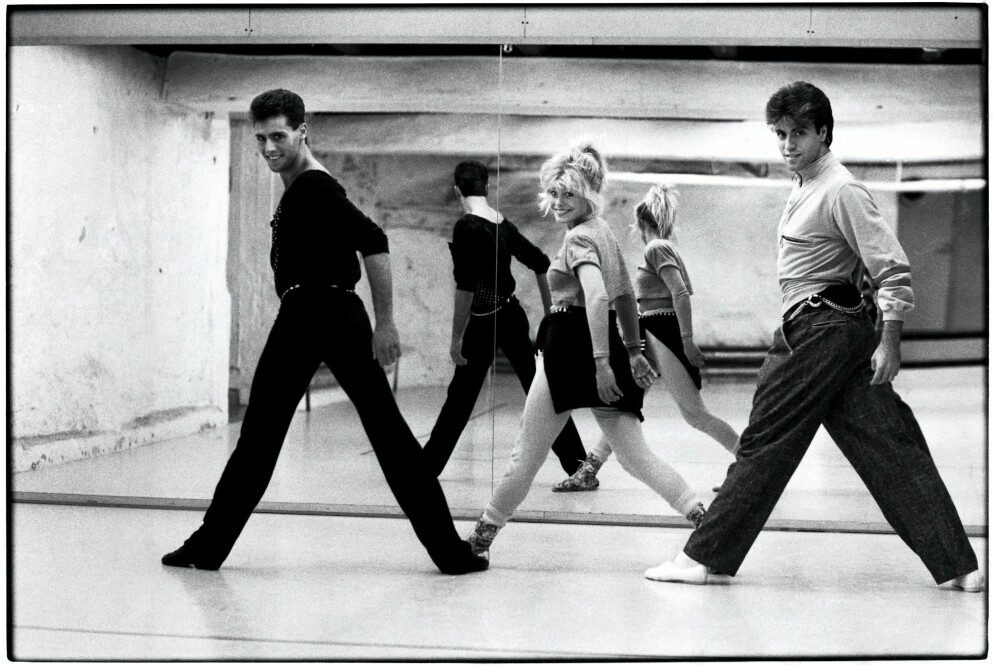 Vito Ingrosso, Pernilla Wahlgren och Emilio Ingrosso under en dansrepetition 1986. Vito Ingrosso Pernilla Wahlgren Emilio