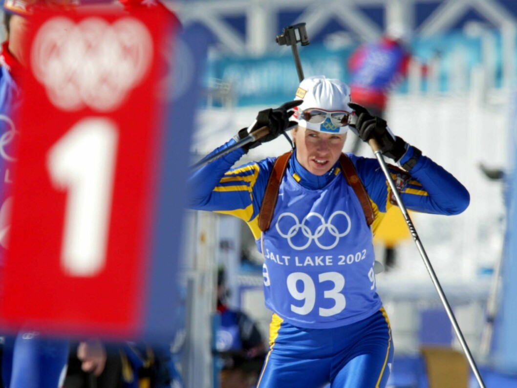 <strong>Magdalena Forsberg under OS i Salt Lake City där hon tog två OS-brons 2002.</strong> Magdalena Forsberg under OS i Salt Lake city 2002.