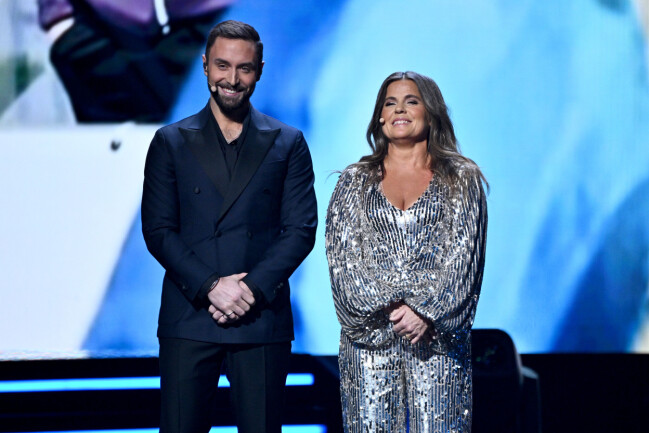 Måns Zelmerlöw och Pernilla Wiberg programledde årets Idrottsgala. Måns Zelmerlöw och Pernilla Wiberg.