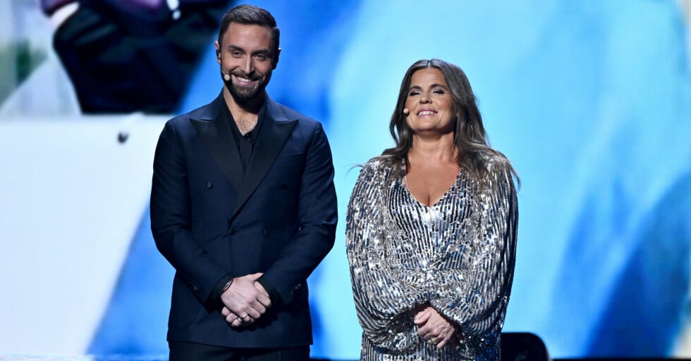 Måns Zelmerlöw och Pernilla Wiberg på Idrottsgalan 2023 i SVT
