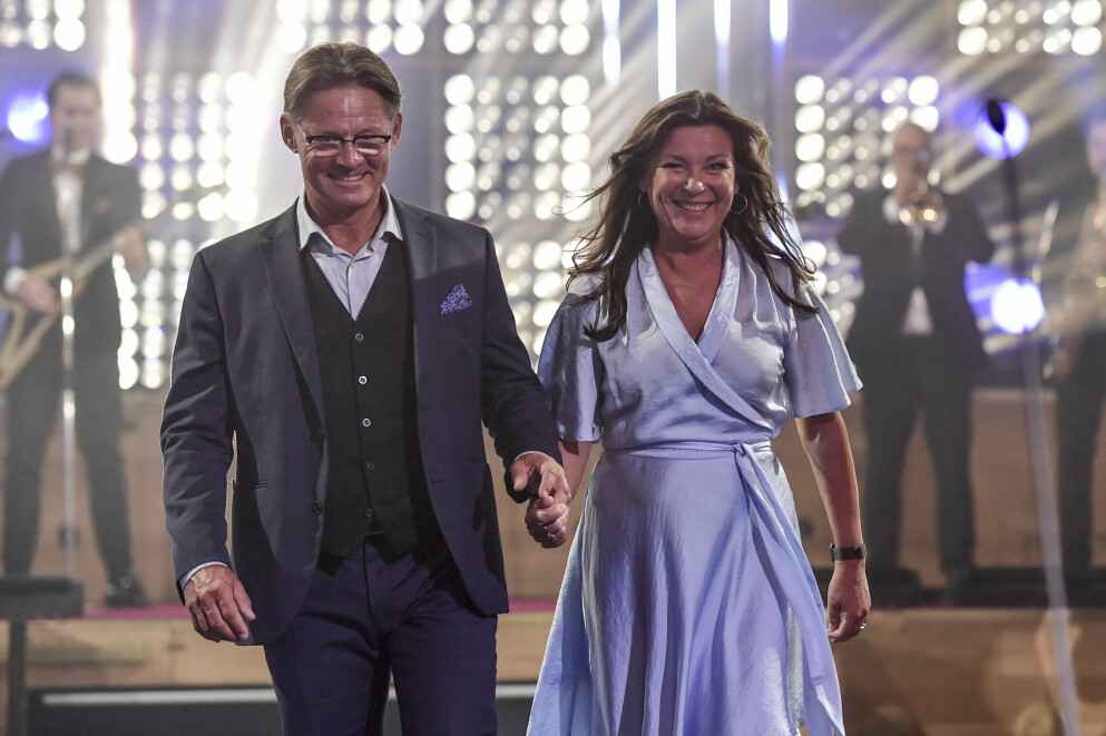 Mikael Sandström och Lotta Engberg under Kristallengalan 2020. Mikael och Lotta