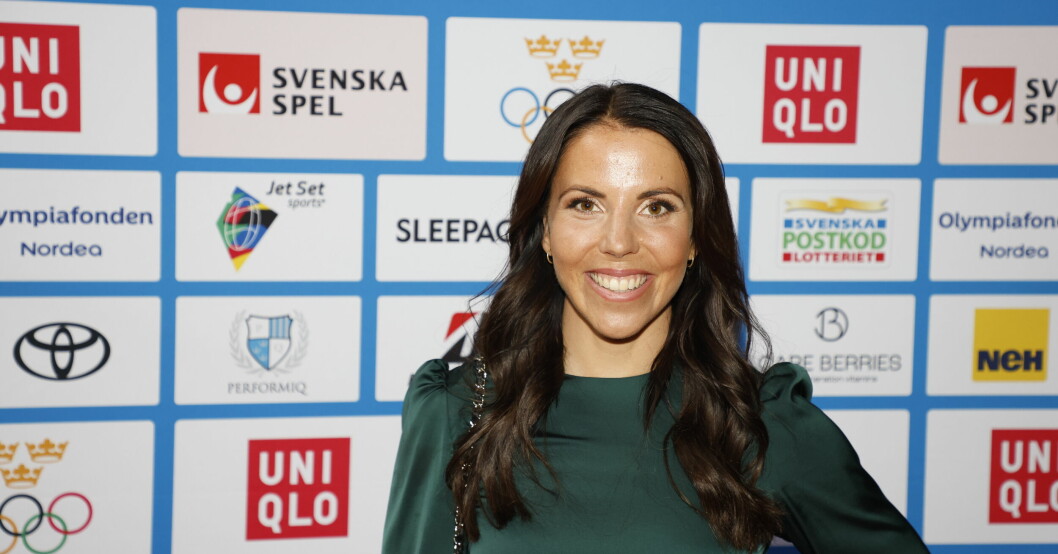 Charlotte Kalla under en fest i Stockholms stadshus