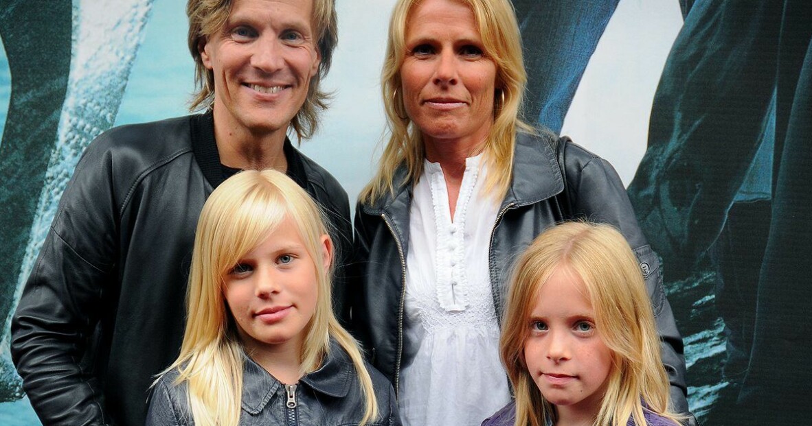Magnus med frun Sofie och döttrarna Moa och Linn.