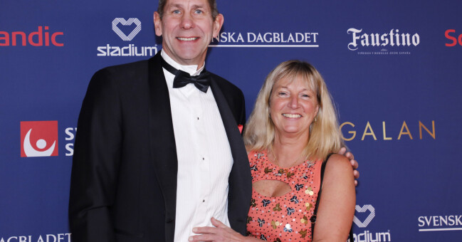 Magnus Wislander med sin fru Camilla Wislander Idrottsgalan 2020 i Globen.