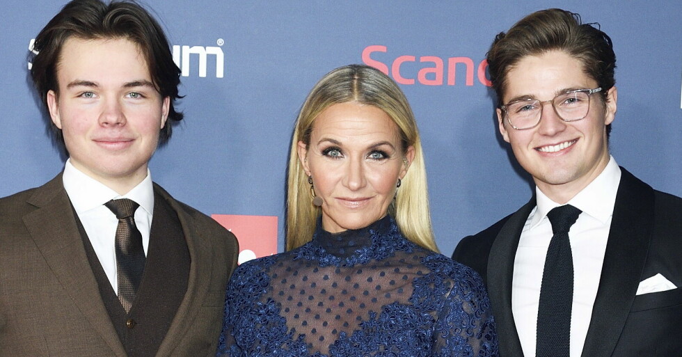 Kristin Kaspersen med sina två söner Filip Lamprecht och Leon Fahlén.