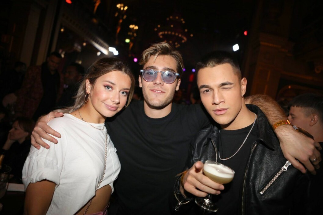 Hanna Ferm, Benjamin Ingrosso och Liam Cacatian Thomassen på Melodifestivalens efterfest. Hanna Ferm, Benjamin Ingrosso och Liam Cacatian Thomassen