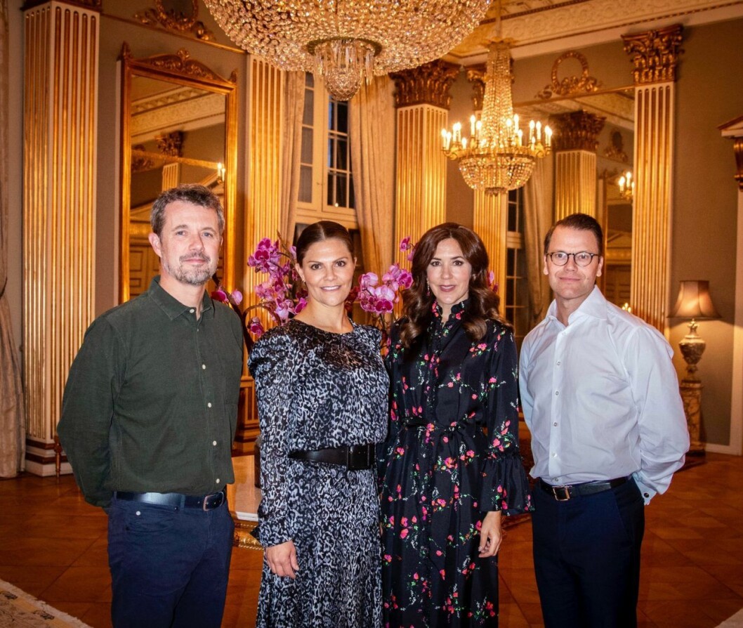 Kronprins Frederik, kronprinsessan mary, kronprinsessan Victoria och prins Daniel