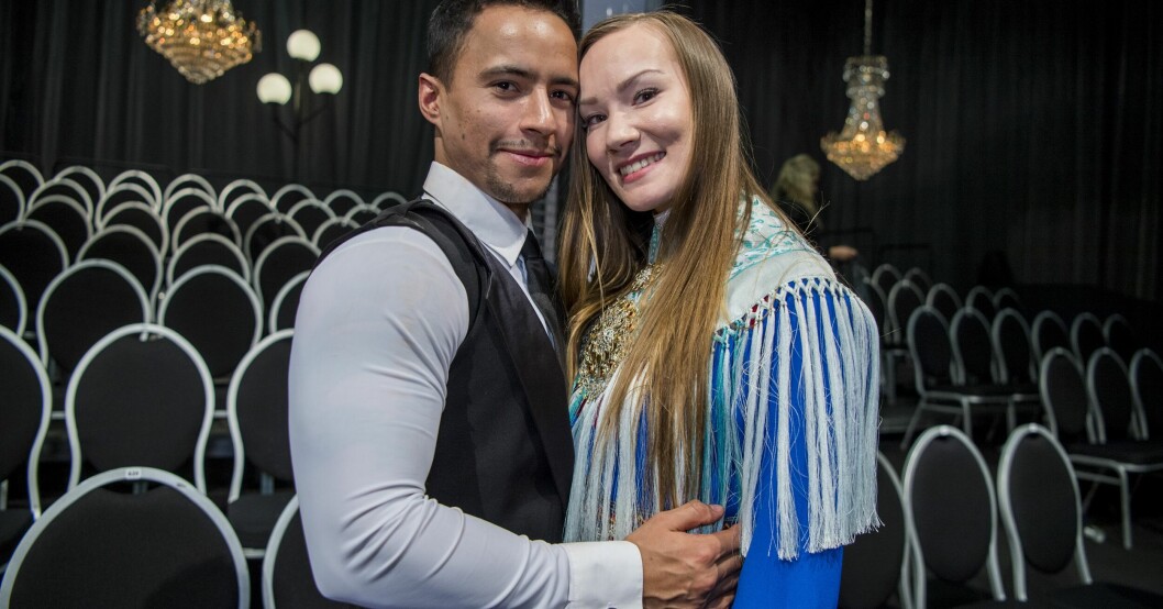 Jon Henrik Fjällgren med exet Maret Nystad. FOTO: Peter Wixtröm/TT Jon Henrik Fjällgren visade upp flickvännen Maret Nystad i samband med säsongspremiären av Let's dance våren 2018.