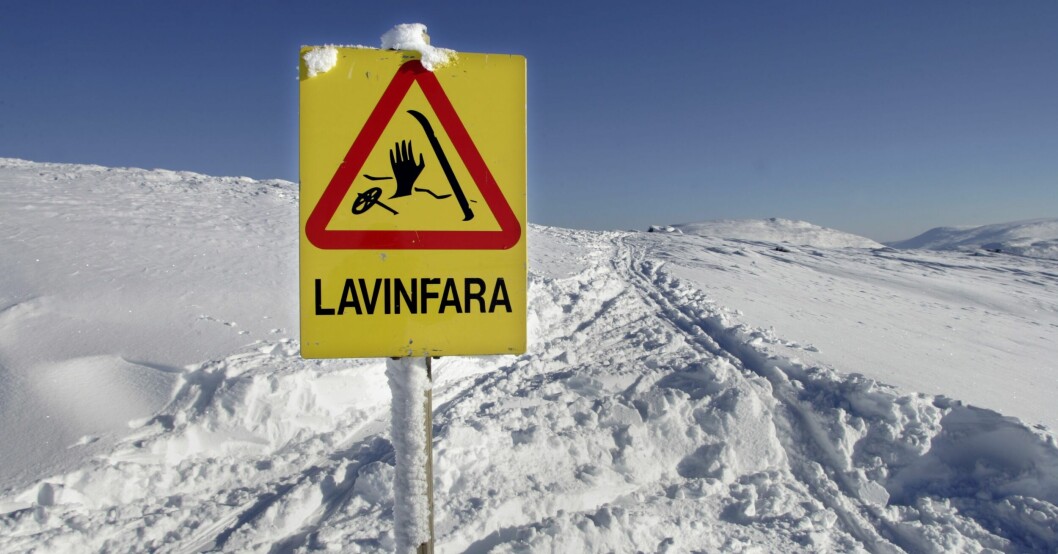 Skylt för lavinfara.