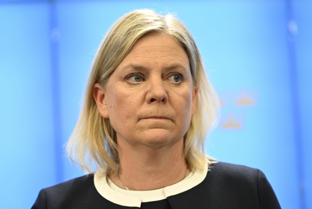 Statsminister Magdalena Andersson under presskonferansen.
