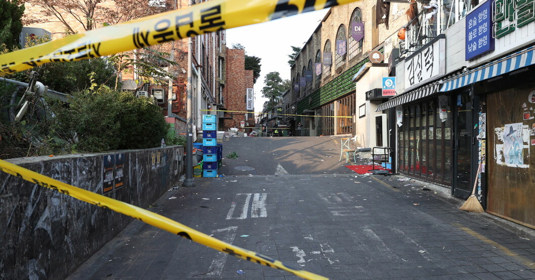 Den olycksdrabbade gatan timmarna efter tragedin.