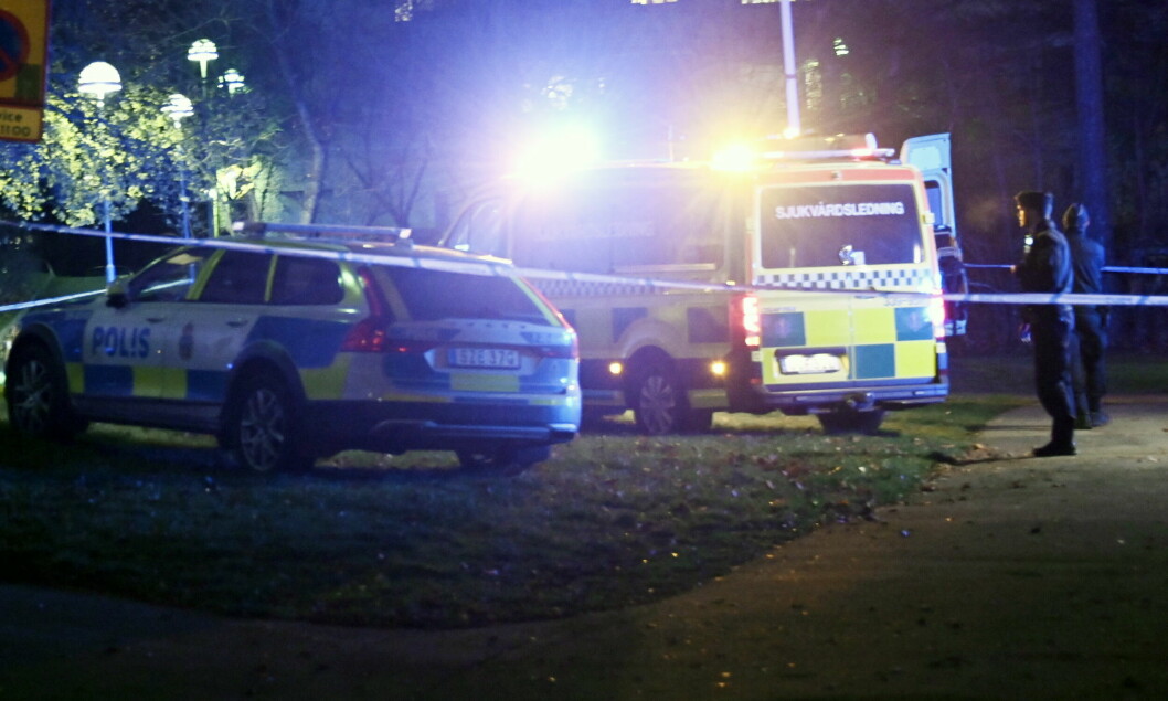 Bild från den dramatiska kvällen i Hässelby.