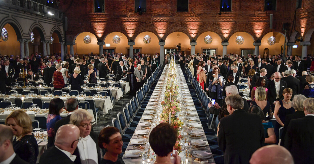 Uppdukat i den Blå hallen i Stadshuset. Bilden är från festligheterna 2019. Uppdukat i den Blå hallen i Stadshuset. Bilden är från festligheterna 2019.