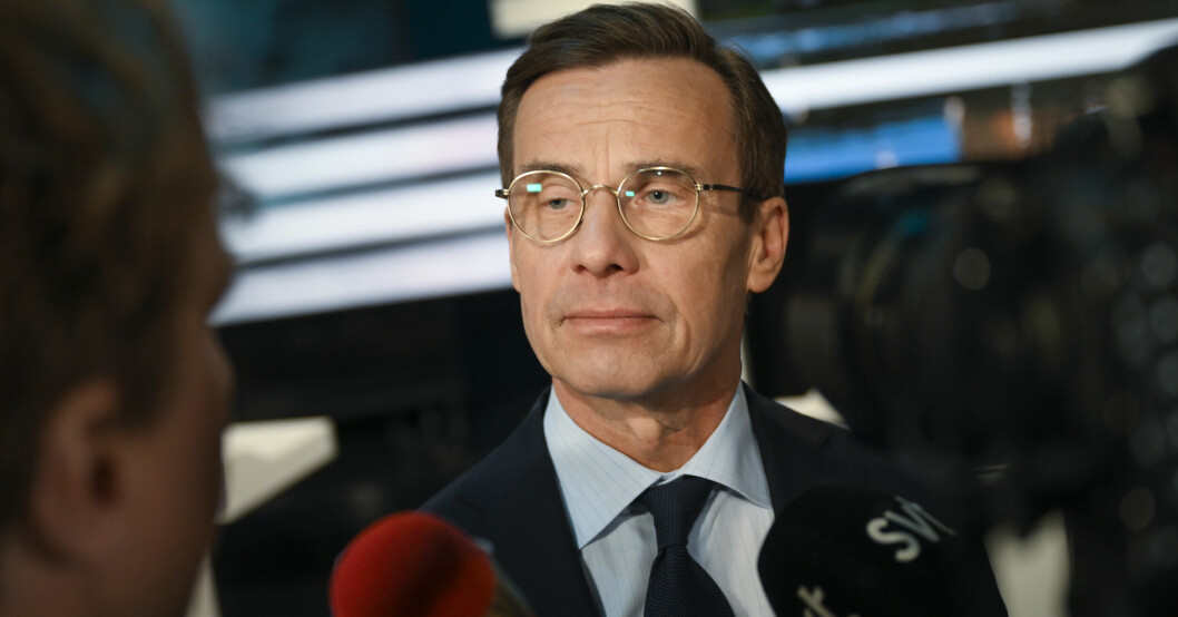 Ulf Kristersson under söndagens partiledardebatt.