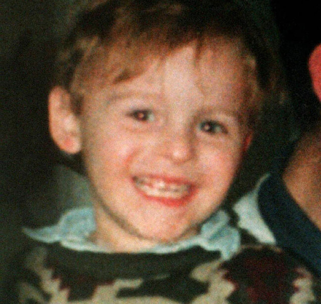 James Bulger blev bara tre år gammal. Ett foto på James Bulger.