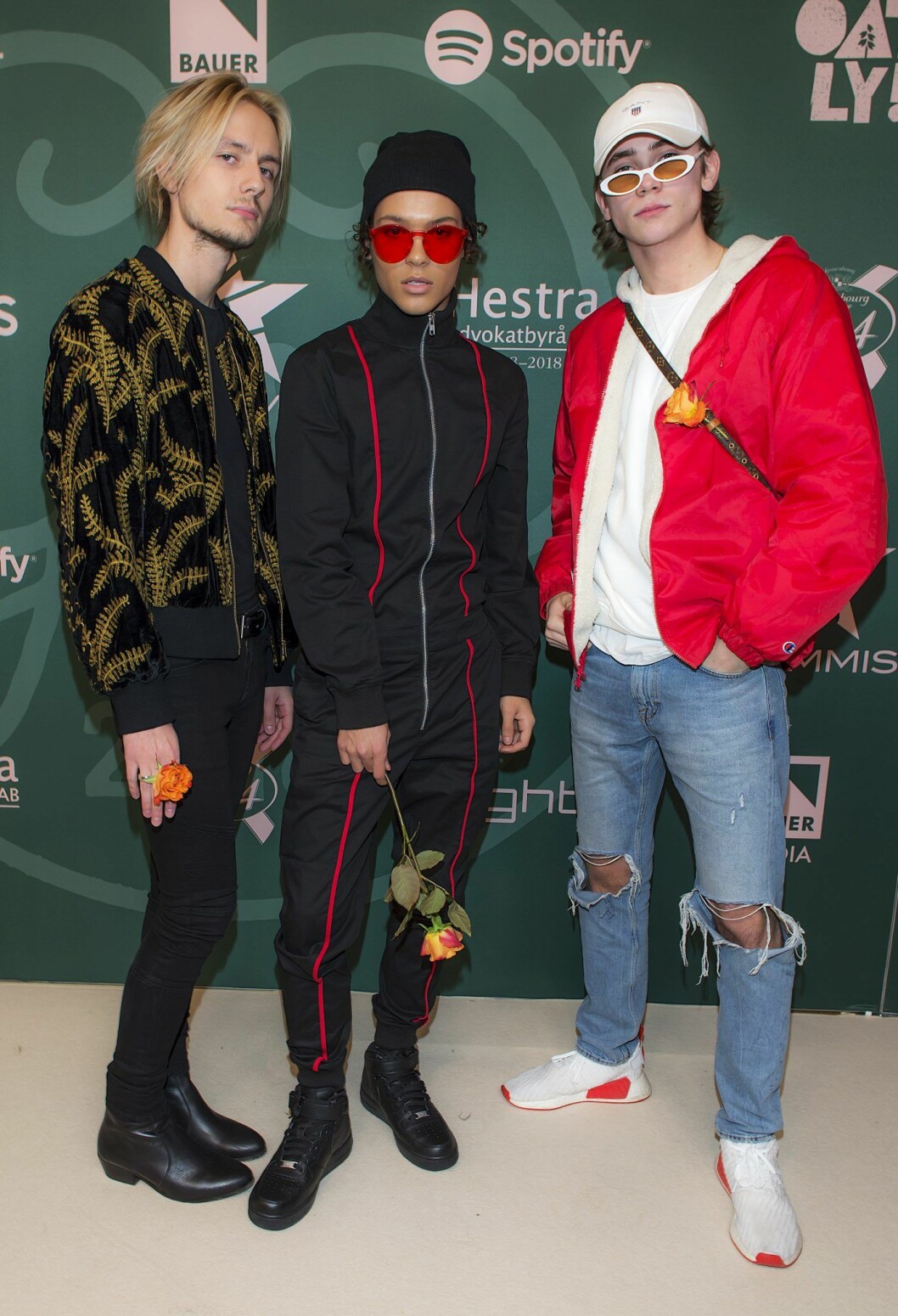 Felix Sandman i gruppen FO&O på Grammisgalan 2018.