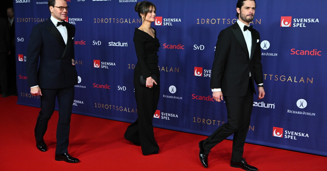 Prins Daniel, prinsessan Sofia och prins Carl Philip anländer på röda mattan till Idrottsgalan 2023 i Avicii Arena.