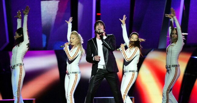 Velvet körade bakom Martin Stenmarck i Eurovison. Foto: TT Velvet Martin Stenmarck