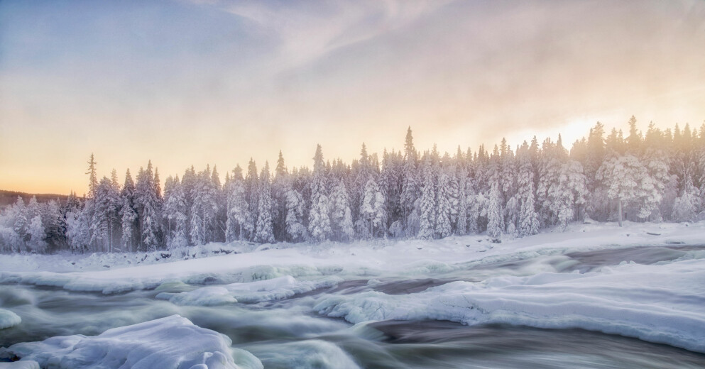 Storforsen på vintern. Storforsen på vintern