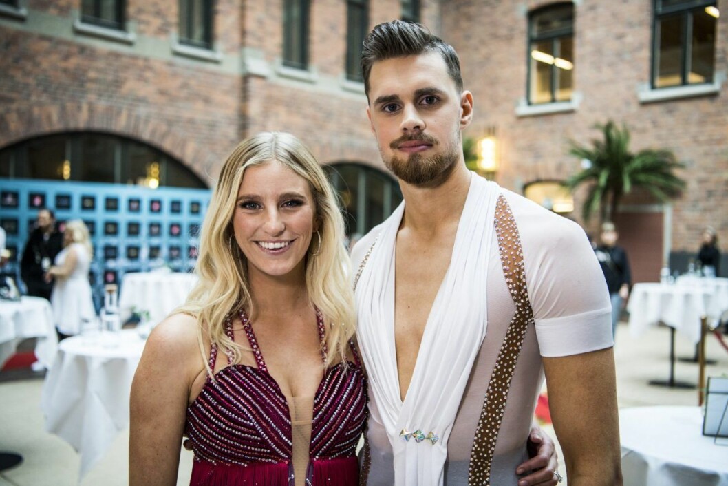 Jacob Persson med danspartnern Penny Parnevik. Penny Parnevik och Jacob Persson Let's dance 2020