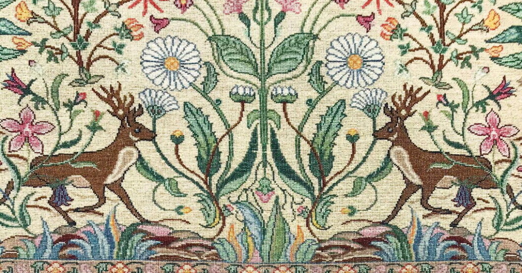 Shabnam Faraee och Morteza Golestani har skapat mattan "Sju sorters blommor". Pressbild. Sverigebilden: "Sju sorters blommor"