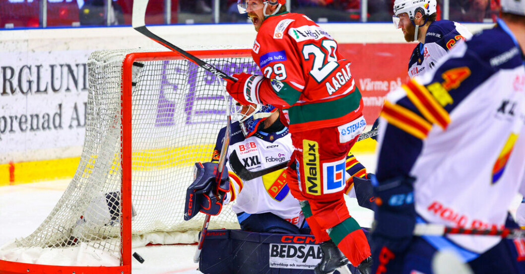 SHL nästa! Mikkel Aagaard gör 3–0 i Modos avgörande segermatch över Djurgården. Modos lycka – tillbaka i SHL efter storseger