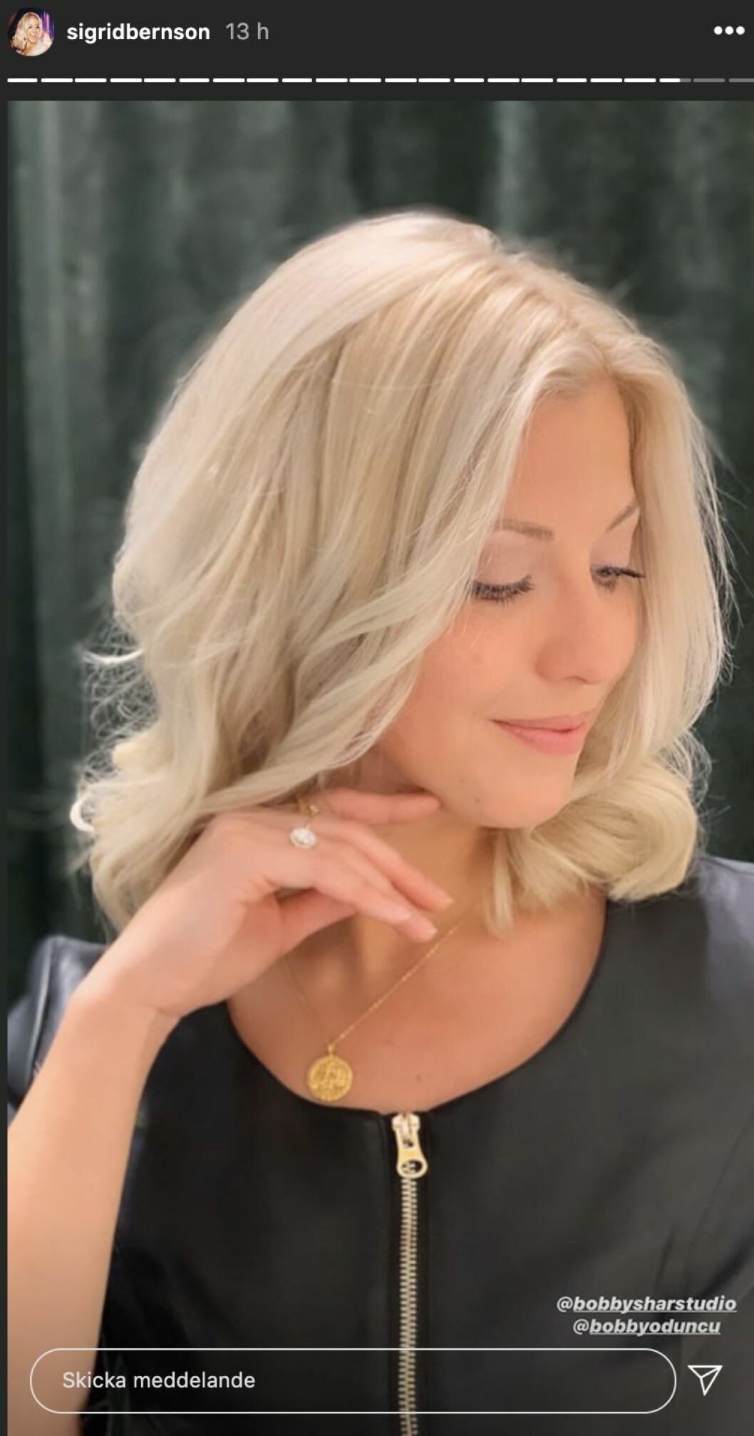 FOTO: Instagram Sigrid Bernson hos frisören