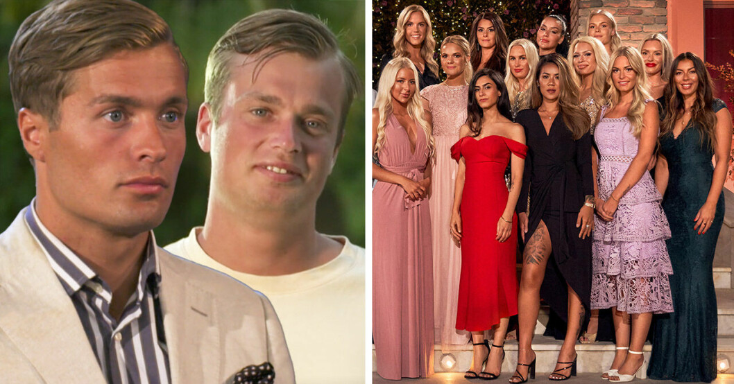 Simon Lindstrom, brorsan Anton och tjejerna i Bachelor 2021.