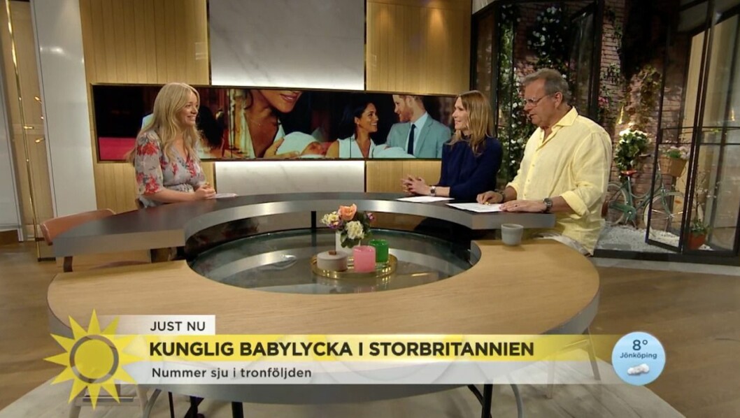 Jenny och Steffo pratade med Ebba om kunganamnet i Nyhetsmorgon. Jenny och Steffo i Nyhetsmorgon