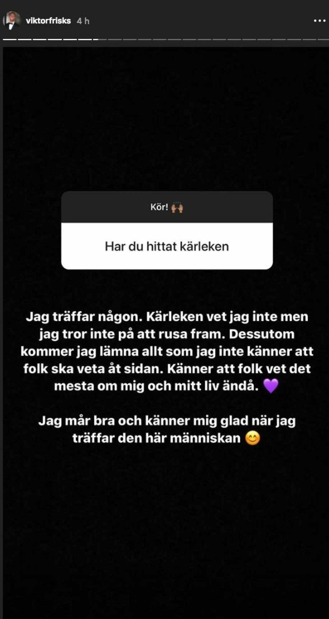 Viktor Frisk bekräftar att han träffat någon speciell. Viktor Frisk avslöjar nya kärleken