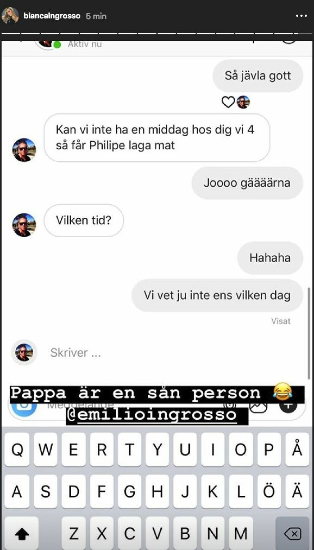 Emilio är tydlig i sin önskan om att Phillipe ska laga mat åt dem. Bianca och Emilio Ingrossos konversation om Phillipe Cohen