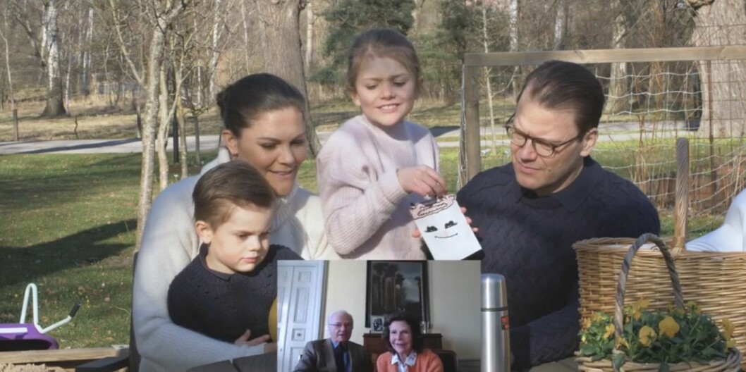 Prinsessan Estelle har gjort ett påskkort till mormor och morfar. Kungafamiljens påskhälsning