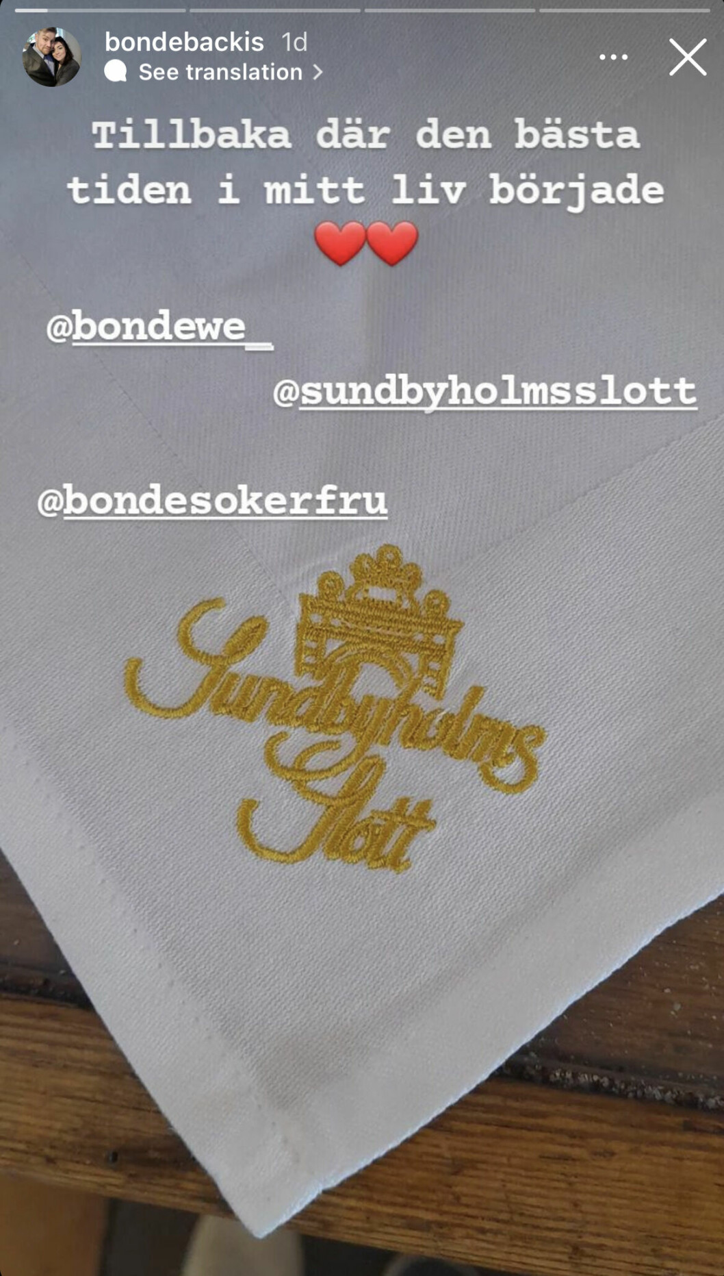 Skärdump från Bonde-Backis Instagram story där han berättar om kärlekslyckan med Evelina. Skärdump från Bonde-Backis Instagram story där han berättar om kärlekslyckan med Evelina.