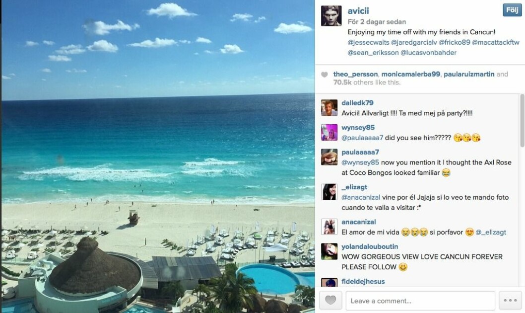Via: <a href="http://instagram.com/avicii/" target="_blank" rel="noopener">Instagram.com</a> Via: Instagram.com