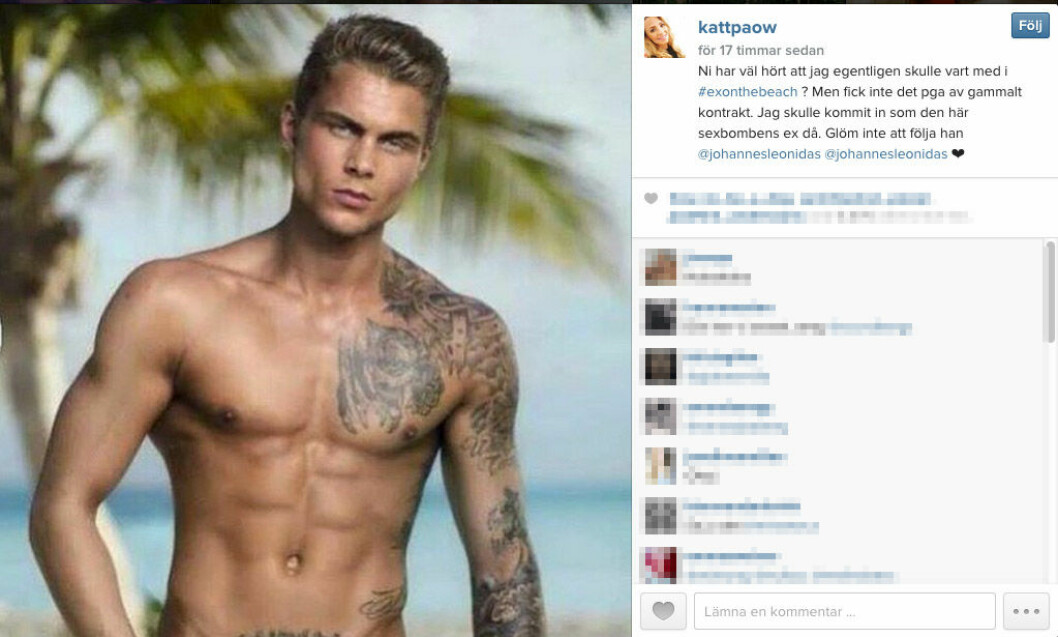Johannes Ulmefors är en av deltagarna i “Ex on the beach”. Foto: <a href="https://instagram.com/kattpaow/" target="_blank" rel="noopener">Instagram</a> Johannes Ulmefors är en av deltagarna i "Ex on the beach". Foto: Instagram