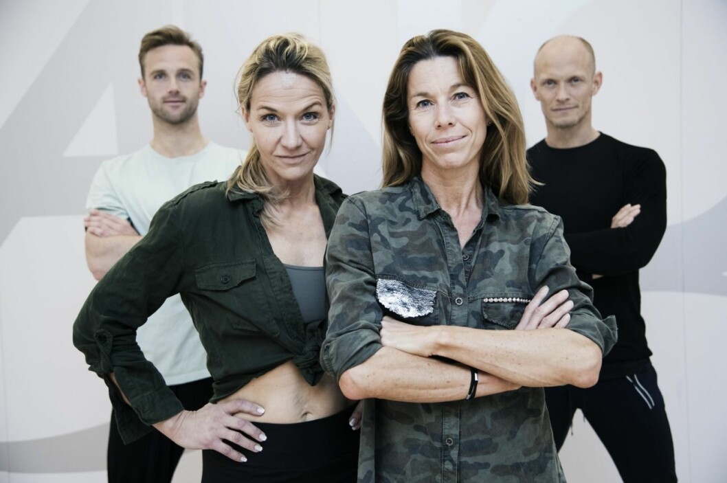 Calle Sterner, Kristin Kaspersen, Magdalena Forsberg och Tobias Karlsson gör upp om en vinst i Let’s dance 2019. Calle Sterner, Kristin Kaspersen, Magdalena Forsberg och Tobias Karlsson står i danssalen på Let's dance