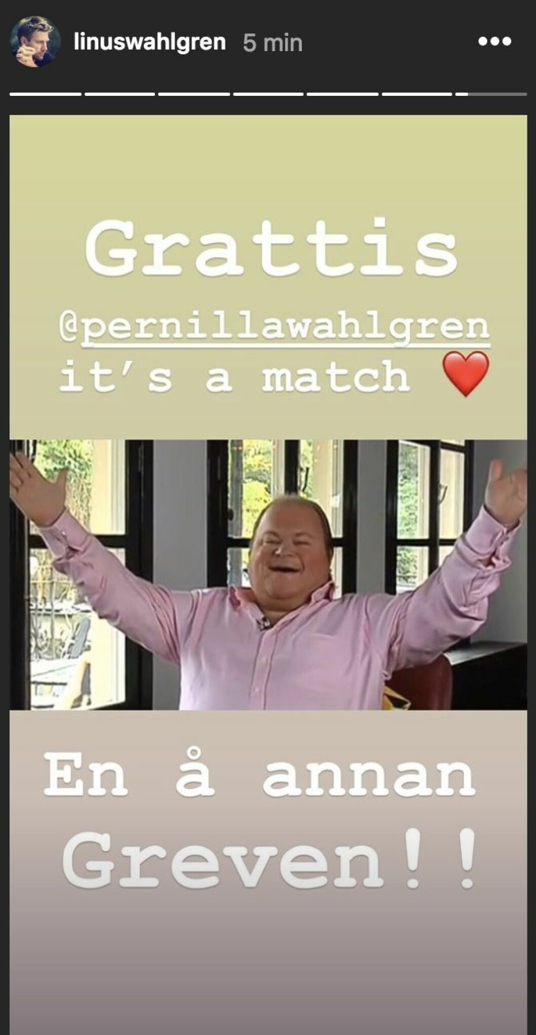 Linus ansåg att stureplansprofilen Peder Fogstrand passade bra enligt beskrivningen som mediumet gav. Foto: Instagram Linus Wahlgrens instagram story