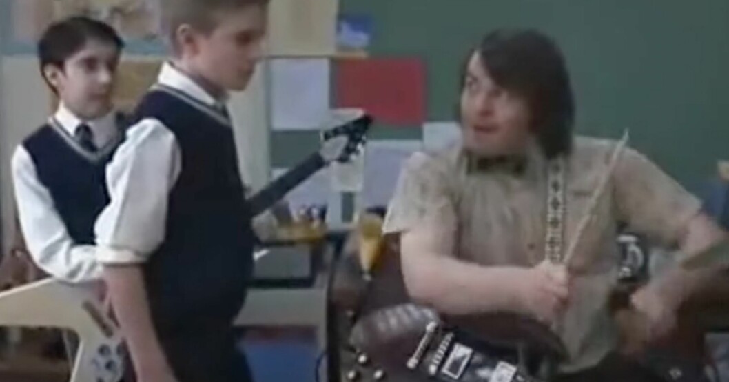 Kevin Clark spelade trummor i filmen School of Rock. Kevin Clark och Jack Black