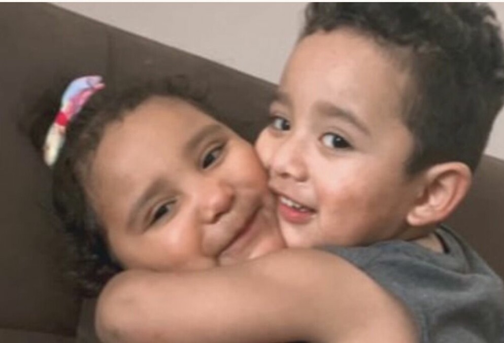Alex, 2, tillsammans med sin syster. Lilla Alex avled i en olycka då hans pappa backade bilen.