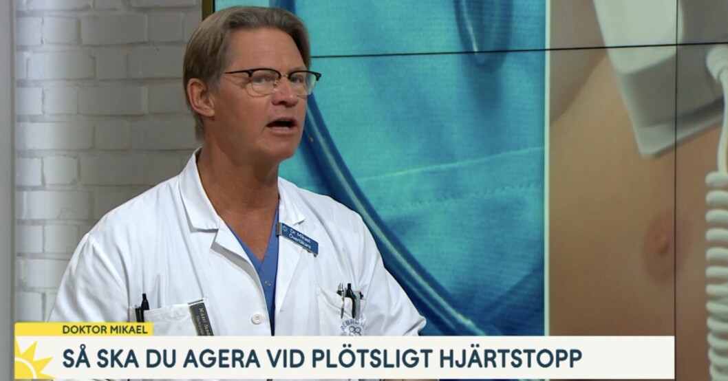 Mikael Sandström pratar i ”Nyhetsmorgon” om vad som händer vid ett hjärtstopp och hur man ska agera. Mikael Sandström