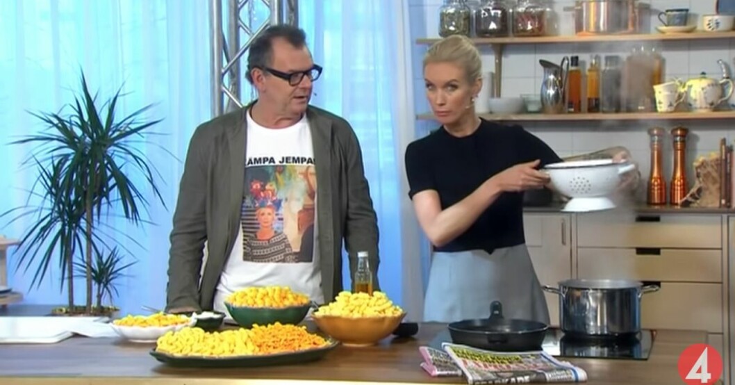 Jenny och Steffo stekte ostbågar. Steffo Törnquist, Jenny Strömstedt