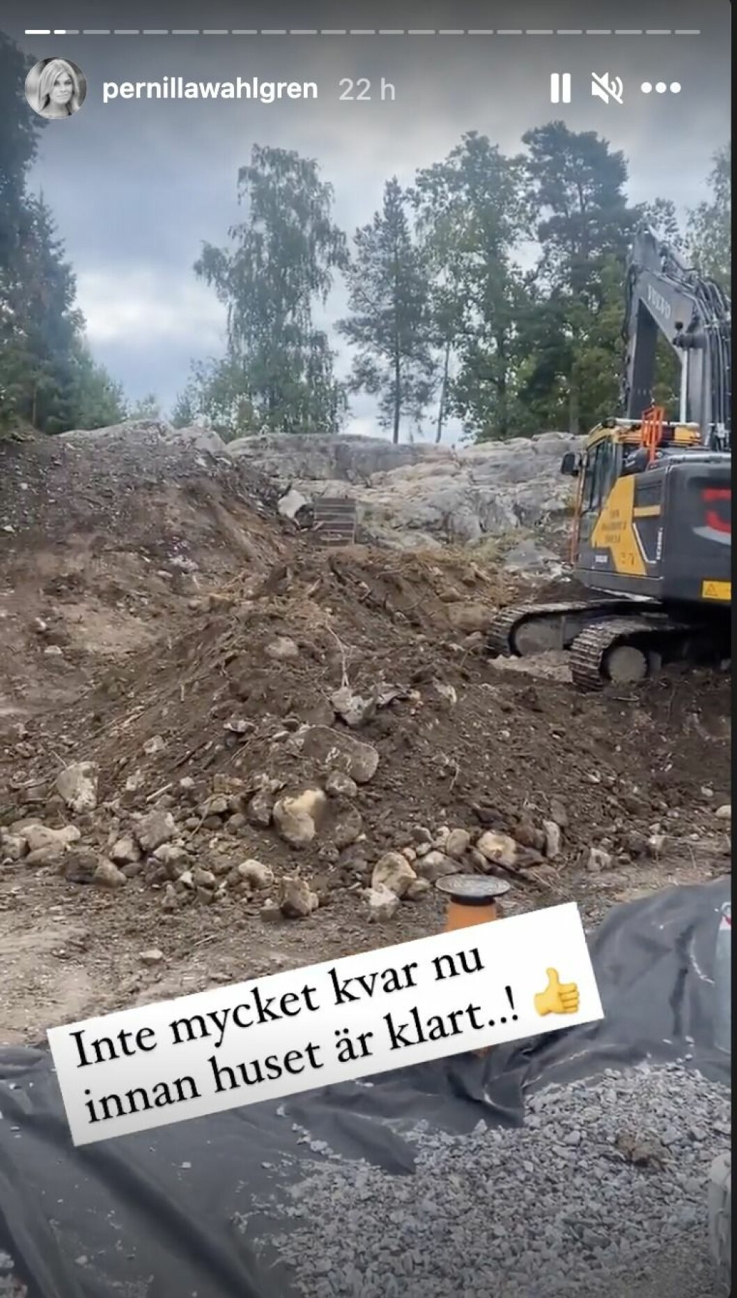 Pernilla Wahlgrens instastory från bygget.