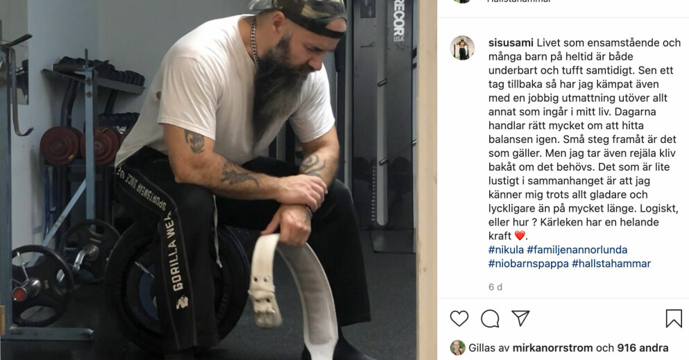 Sami Nikula medverkade i <span class=" italic" data-lab-italic_desktop="italic">Familjen annorlunda</span> för ett par år sedan. På Instagram berättar han om utmattningen.