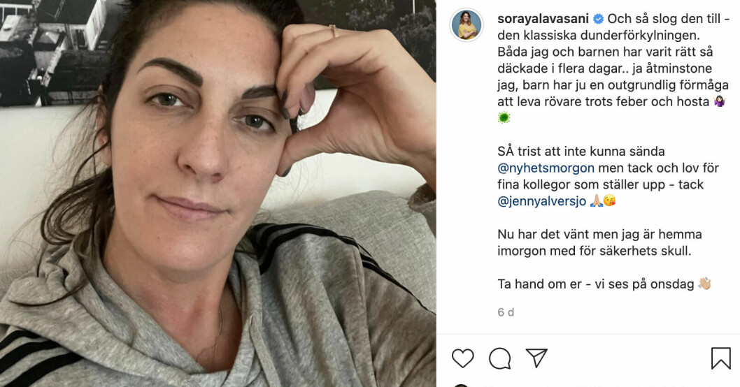 Soraya Lavasani beskriver att hon är dunderförkyld.