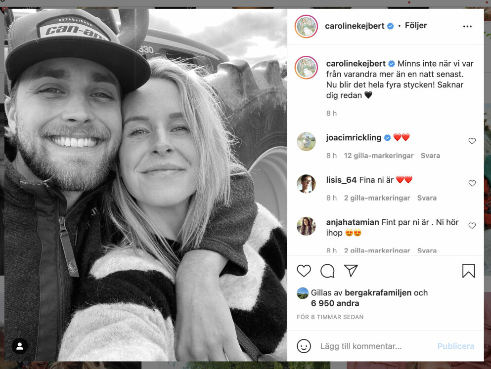 Caroline med sin Joacim